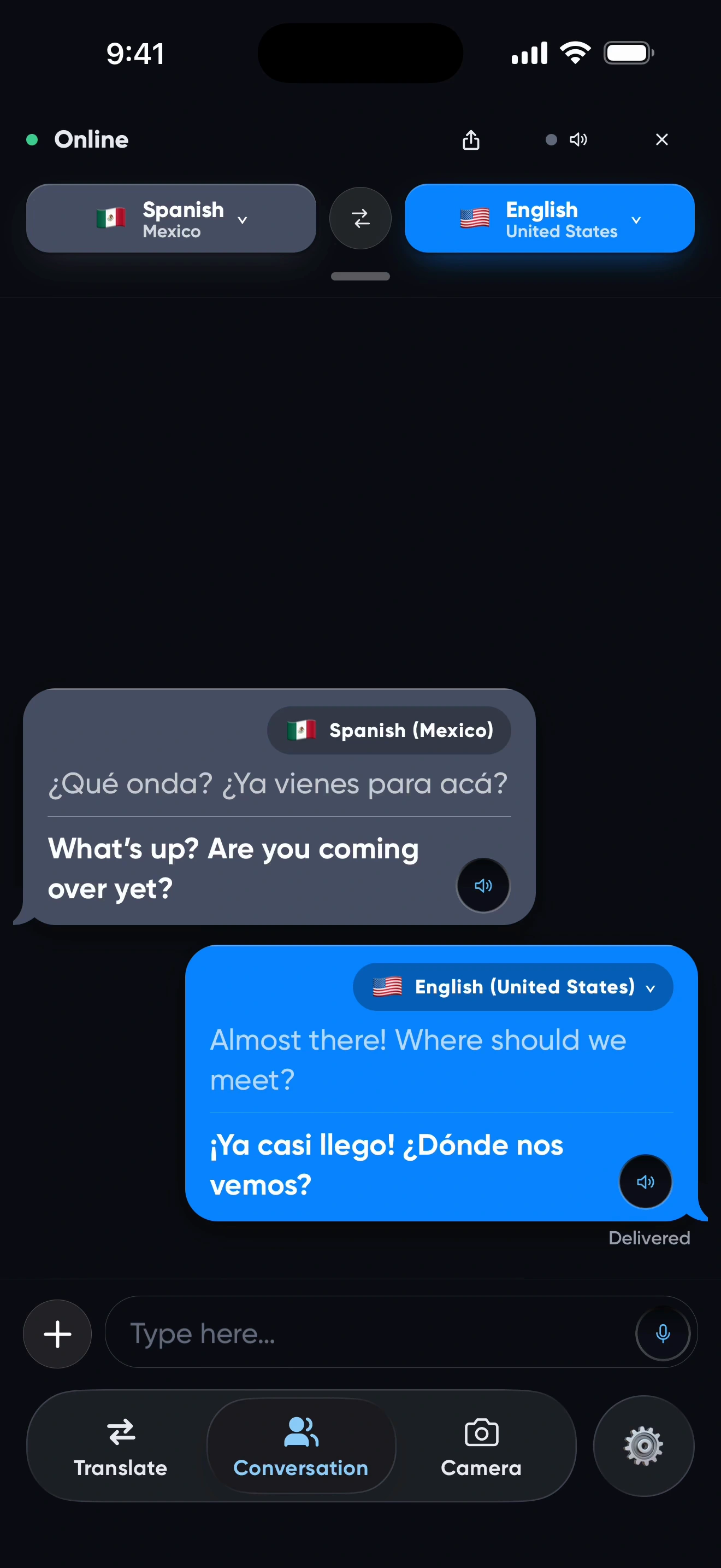 Live two-way chat translation
